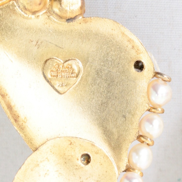 Vintage Necklace Butterfly Collar Choker Gold Metal Faux Pearl Retro HTF - Picture 5 of 5